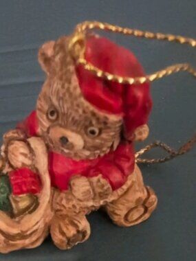 Vintage HOLIDAY BEARS Set of 3 Christmas Ornaments Current Inc Wreath ToysGift